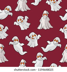 ghost seamless pattern vector,line art,halloween celebration