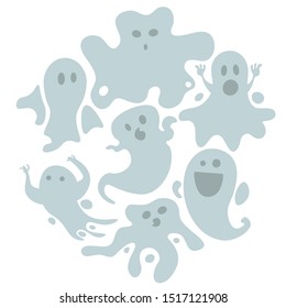 ghost set collection white background halloween