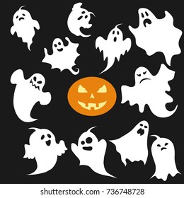 Ghost, a set of ghosts for Halloween. Flat design, vector illustration, vector.