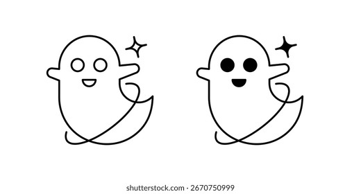 Ícone de conjunto fantasma com ilustração de estoque de vetor de fundo branco