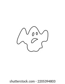 Ghost Shadow Funny. Ghost Sheet For Halloween Character. Isolated Vector Illustration. Line Art Vector. 