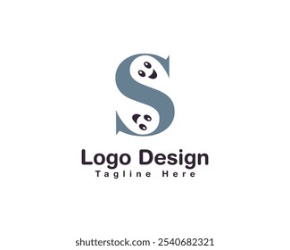 Ghost Shape Negative Space Creative Logo Design. Letter S with Cute Ghost  Combination Logo Design.