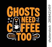 Ghost shaped coffee cup orange and white vector illustration