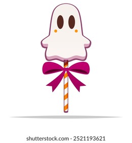 Vector de caramelo de halloween en forma de fantasma ilustración aislada