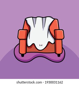 The ghost from the sheet on the chair