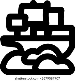 Diseño de icono de estilo de línea de nave fantasma