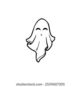 A ghost is shown in a black and white drawing