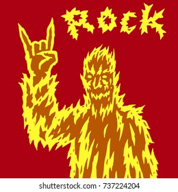 The ghost shows the gesture of a goat with fingers. Vector illustration. Genre of horror. Scary character for Halloween.