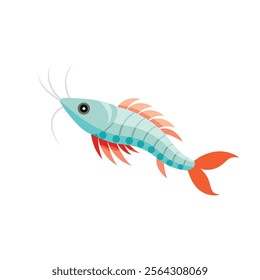 
Ghost Shrimp fish isolated flat vector illustration on white background