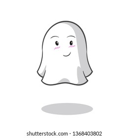 ghost shy mascot vector cartoon art illustration