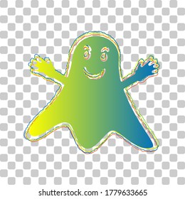 Signo fantasma. Icono de degradado de azul a verde con cuatro contornos de ancho sobre fondo transparente elegante. Ilustración.