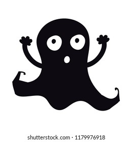 Ghost sign and symbol. Spooky. Handdrawn design element for Halloween. Doodle monster