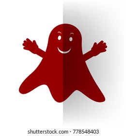 Ghost sign. Vector. Bordo icon on white bending paper background.