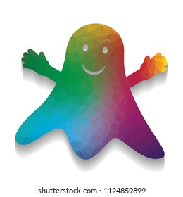 Ghost sign. Vector. Colorful icon with bright texture of mosaic with soft shadow on white background. Isolated.