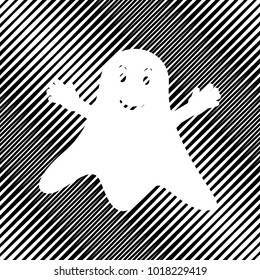 Ghost sign. Vector. Icon. Hole in moire background.