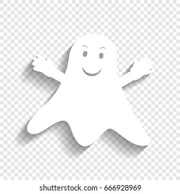 Ghost sign. Vector. White icon with soft shadow on transparent background.