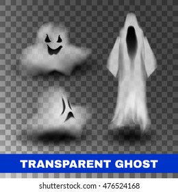 Ghost silhouette isolated on transparent background. Vector illustration.