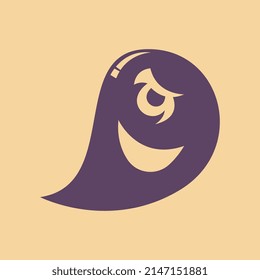 Ghost Silhouette Logo Design Concept Vector