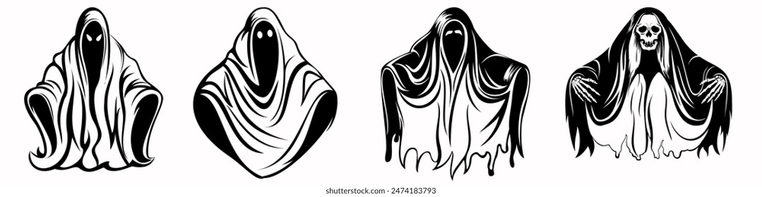 Ghost Silhouette Set Vector Collection