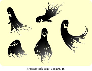 Ghost Silhouette Set-Five abstract spooky ghost set