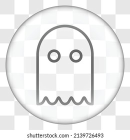 Ghost simple icon. Flat design. Glass button on transparent grid.ai