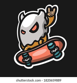 Ghost skater mascot illustration vector