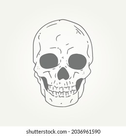 ghost skull hand draw line art icon logo template vector illustration design. spooky skull head t-shirt and tattoo illustration design concept