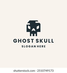 Ghost skull logo icon design vector illustration, skull icon,