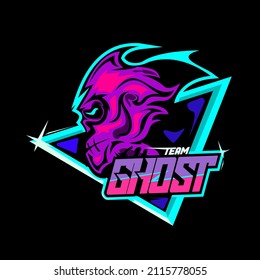 ghost and skull mascot game logo illustration