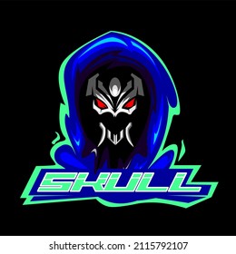 ghost and skull mascot game logo illustration
