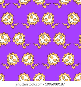 ghost skull seamless repeat pattern. background vector illustration.