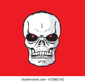 Ghost Skull vector draw  red eyeball