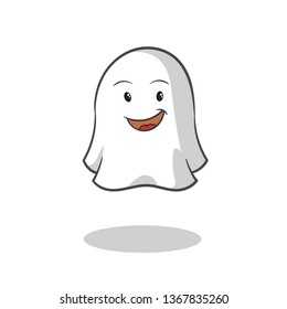 ghost smile mascot vector cartoon illustration