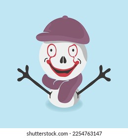 Ghost Snowman, Vector cartoon illustration.