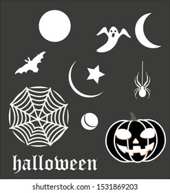 ghost, spider, bats, month, halloween icon and vector to work your design image, to create illustrations, artistic works