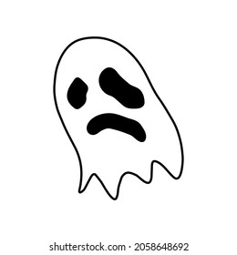 Ghost, spook. Doodle. Hand drawn. Black and white. Isolated. Vector 