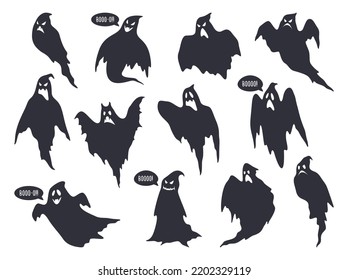 Ghost or spook silhouettes, vector icons set.