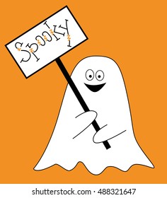 Ghost with Spooky Sign