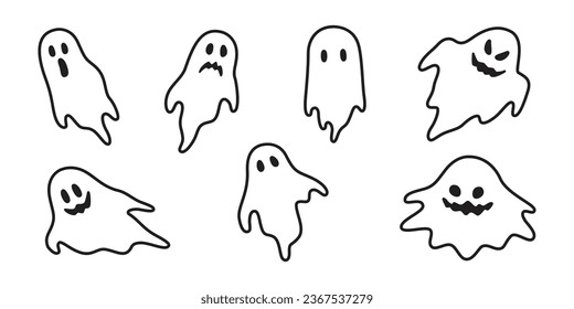 Ghost spooky vector icon Halloween doodle cartoon character logo symbol illustration design clip art isolated