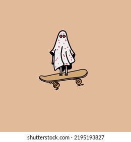 Ghost stand up in the skaeboard