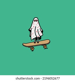 Ghost stand up in the skateboard