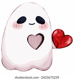 Ghost standing with red heart Free the ghost's mind. to give to another person as a token of love