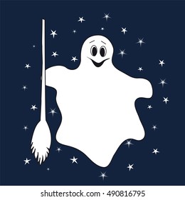 Ghost in the starry sky, postcard.