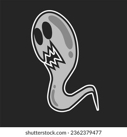 ghost sticker vintage groovy characters and elements for poster of sticker design. Retro character, hippie 70s style, psychedelic vector illustration