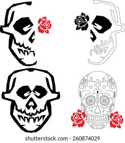 The ghost stripes skull. For use in art. vector cartoon skulls 