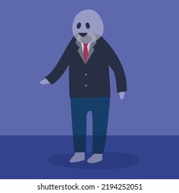 ghost in a suit on a blue background
