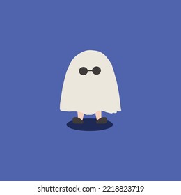ghost with a sunglasses, just a ghost wandering around thinking about how to scare you boo!