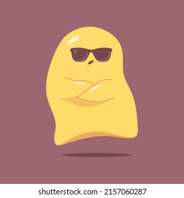 Fantasma en gafas de sol vectores personaje de caricatura aislado en el fondo.