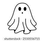 Ghost surprised icon. Cute ghost character. Funny Ghost sign. Design element for logo, badges, banners, labels, posters