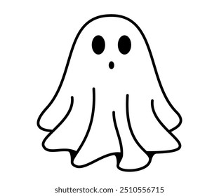 Ghost surprised icon. Cute ghost character. Funny Ghost sign. Design element for logo, badges, banners, labels, posters